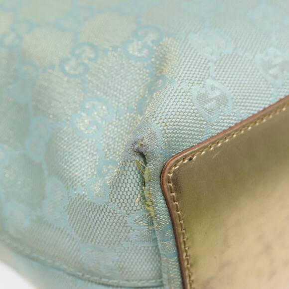 GUCCI GG Canvas Tote Bag Light Blue Gold 002 002 - Picture 13 of 16